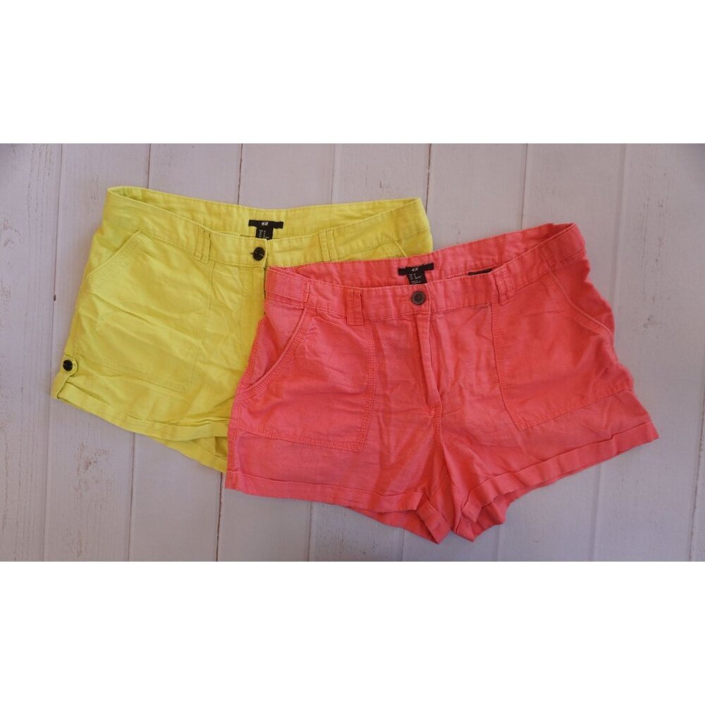 H&M (2) Women's Summer Shorts: Highlighter Yellow & Pink - Size 12